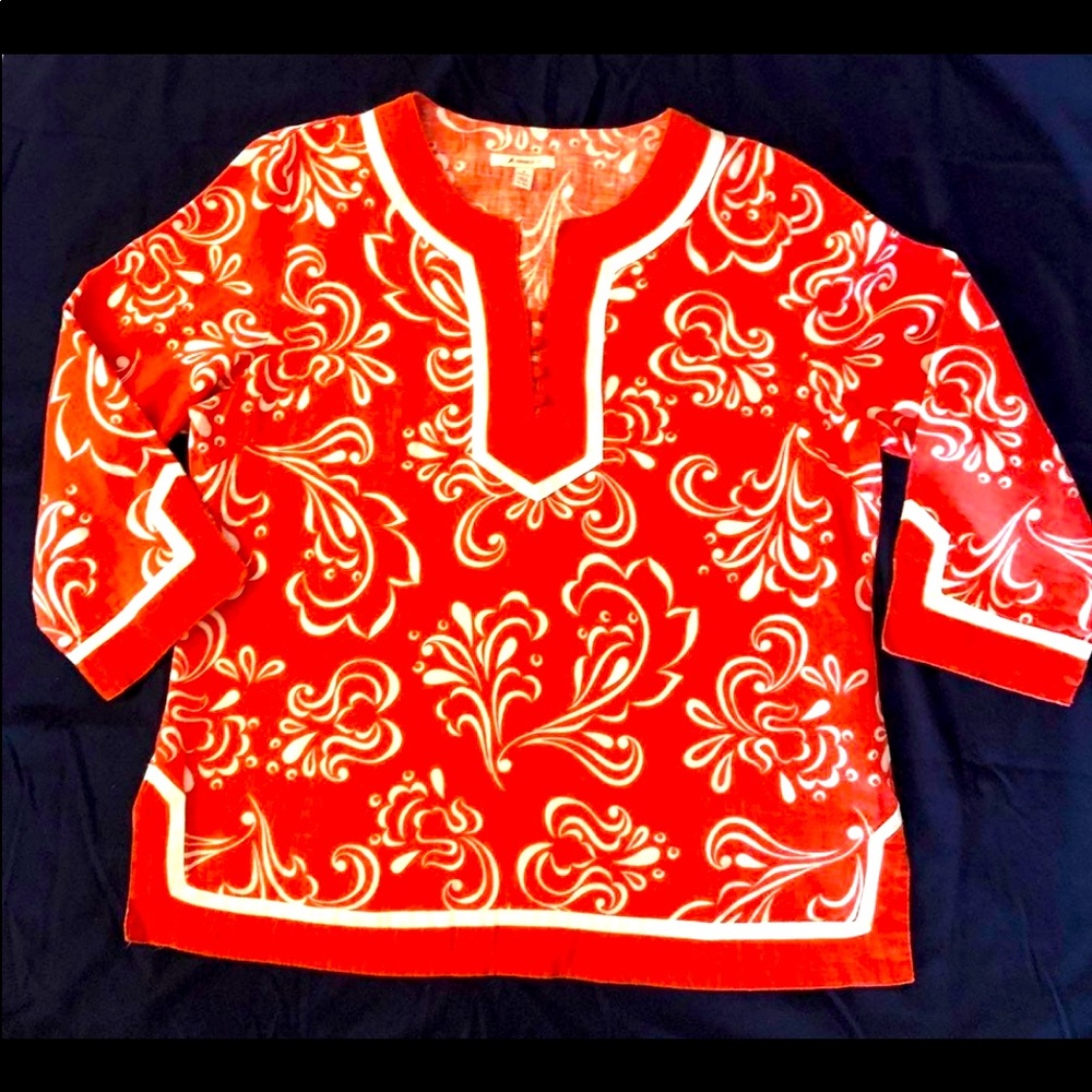 Jm collection woman’s blouse 
Size XL
100 percent linen 
3/4 sleeve